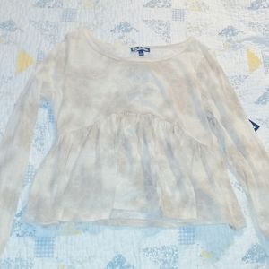 Long sleeve beige tie dye top brand new large